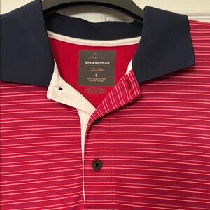 Greg Norman Collection Red Striped Polo Shirt